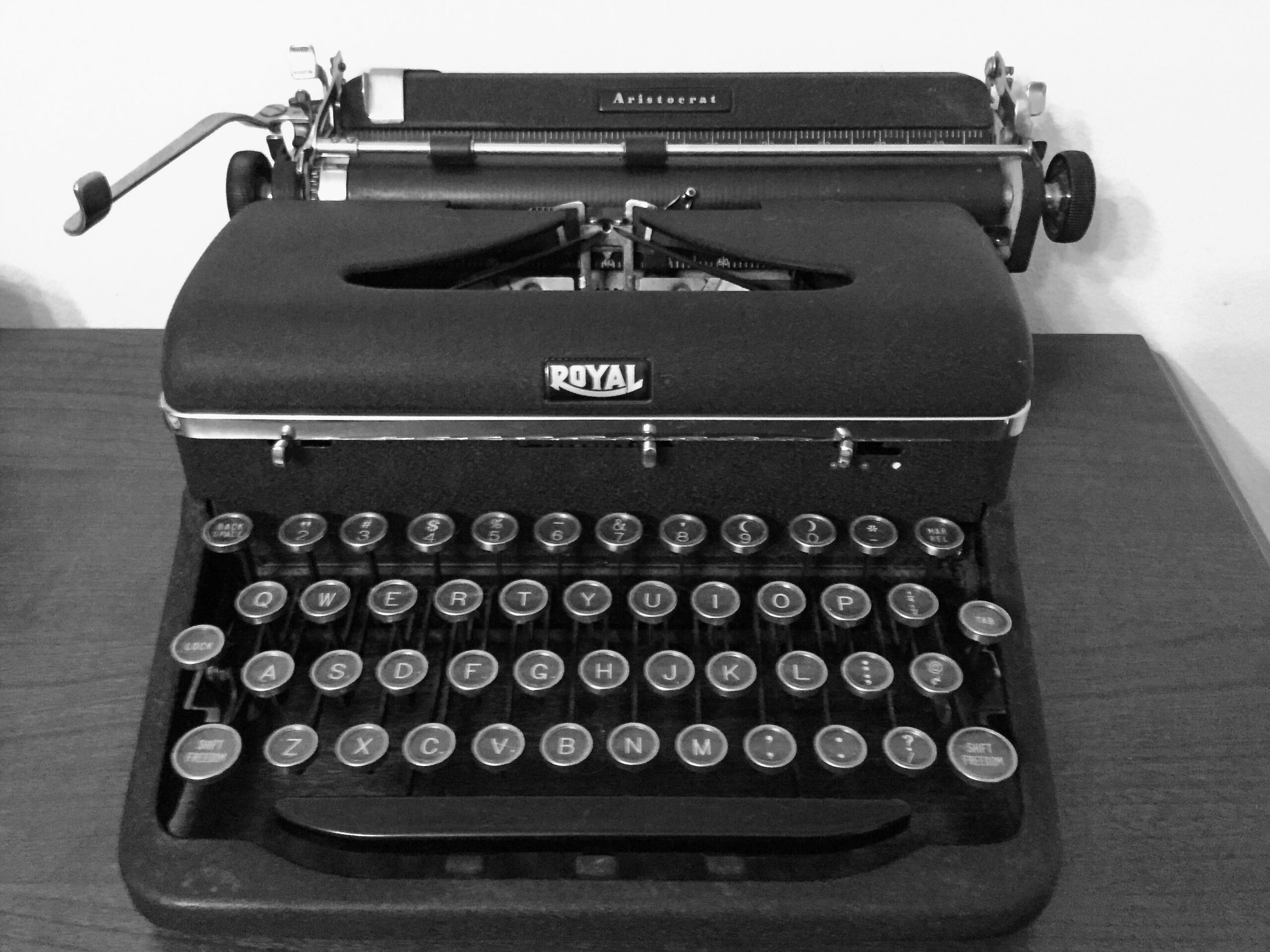 old Royal typewriter in black and white